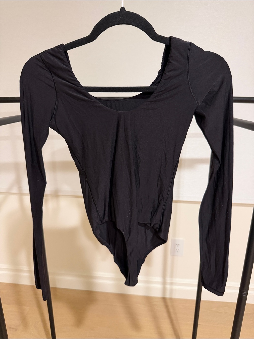 aerie Black Long-Sleeve Scoop-Back Bodysuit - Picture 2 of 3